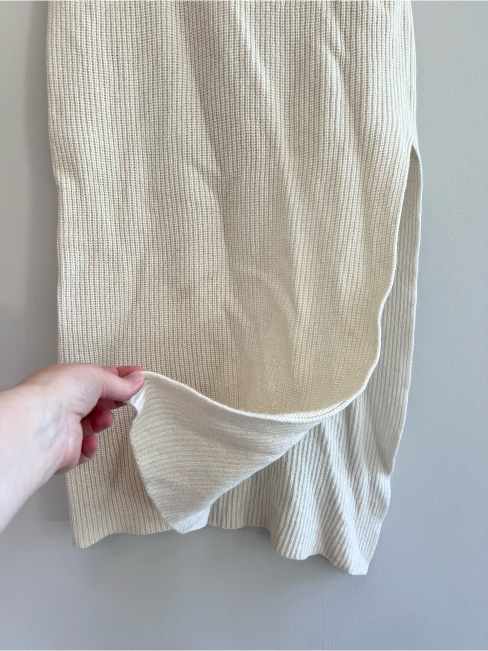 Helmut Lang Wool Cashmere Sleeveless Knit Tunic Sweater Dress Ivory Cream, Small - Picture 6 of 10